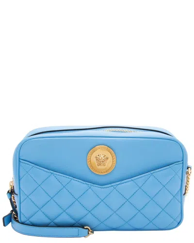 Pre-owned Versace Blue Leather, Quilted Leather Medusa Camera Bag (authentic Pre-loved)