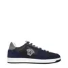 Versace Blue Leather Sneakers In Blue