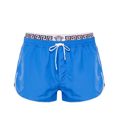 Versace Blue Logo Band Swim Shorts