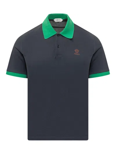 Versace Blue Logo Polo