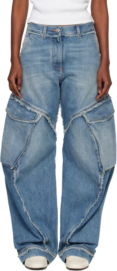 Versace Blue Low-waist Cargo Jeans