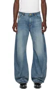 Versace Blue 'made In Japan' Baggy Twisted Jeans In Blue
