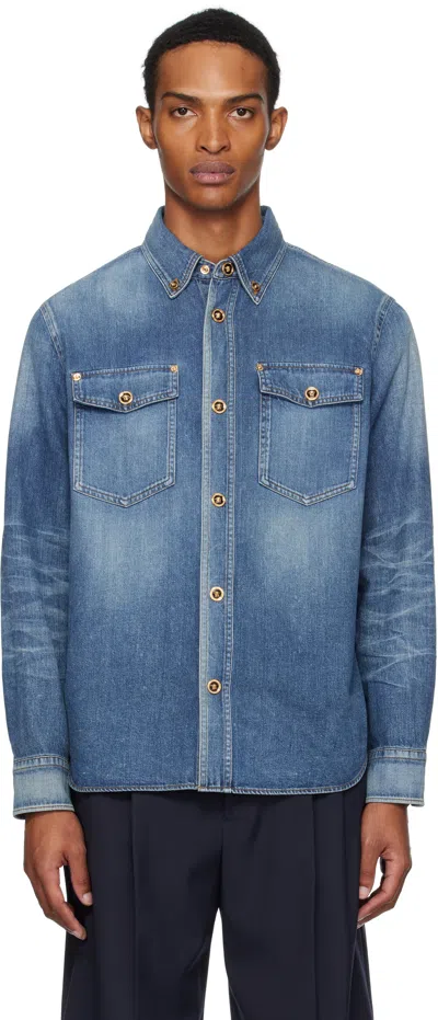Versace Blue 'made In Japan' Denim Shirt