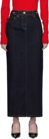 Versace Blue Medusa '95 Denim Maxi Skirt In 1d100 Dark Blue