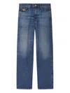 Versace Straight Trousers With Pockets And Loops In Blue