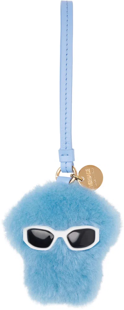 Versace Blue Medusa Fluffy Charm Keychain In 1ve9v-powder Blue-ve