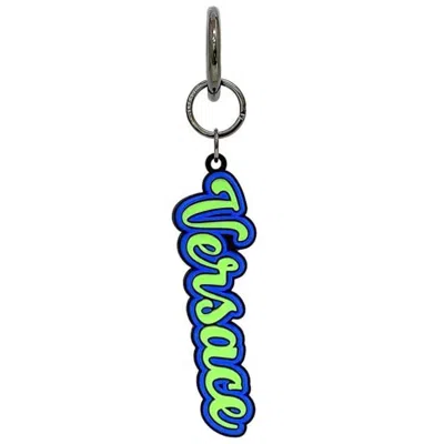 Pre-owned Versace Blue Metal Rubber Keyring () In Multi