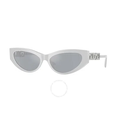 Versace Blue Mirror Silver Cat Eye Ladies Sunglasses Ve4470b 54741u 56 In Grey