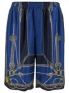 Versace Pattern-printed Elasticated Waistband Bermuda Shorts In Blue