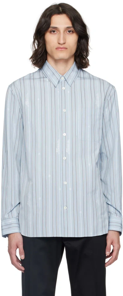 Versace Blue Nautical Stripe Shirt In 1vd50-pale Blue