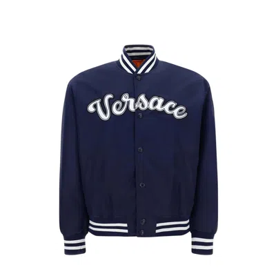 VERSACE BLUE NYLON BOMBER