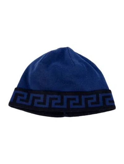 Pre-owned Versace Blue Pattern Beanie