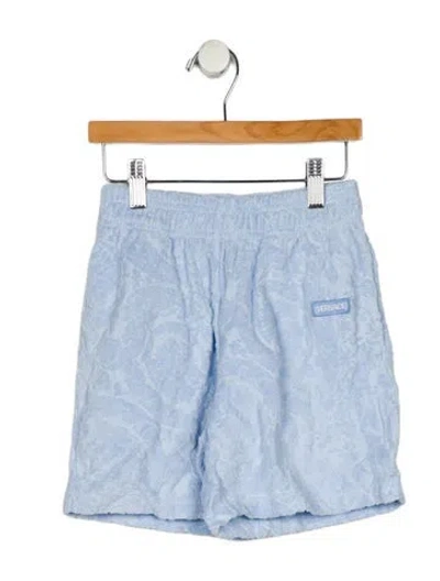 Pre-owned Versace Babies' Blue Patterned Shorts With Elastic Waist