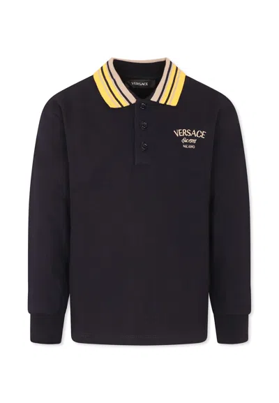 Versace Kids' Blue Polo Shirt For Boy With Logo