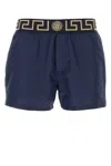 Versace Blue Swimsuit Shorts With Greca Detail