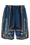 Versace Pattern-printed Elasticated Waistband Bermuda Shorts In Blue