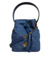 Versace Blue Quilted Denim Leather Crossbody Shoulder Bag