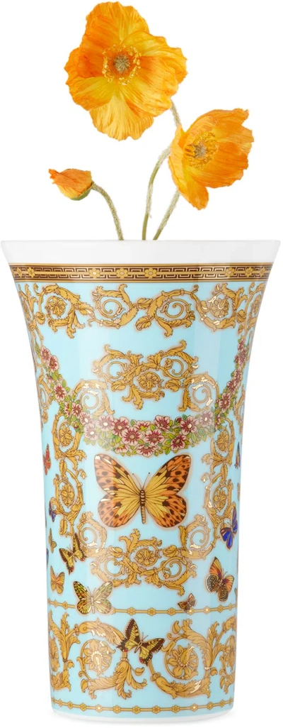 Versace Blue Rosenthal 'le Jardin' Vase, 26 Cm In Le Jardin De