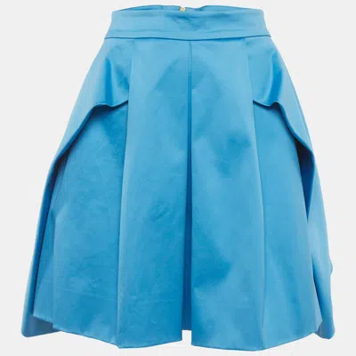 Versace Blue Satin Pleated Mini Skirt
