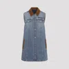 Versace Women Blue Sleeveless Buttoned Mini Dress, M Luxury Dresses For Women Darveys In Blue