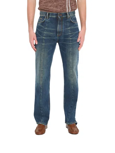 Versace Blue Straight Mid Rise Jeans