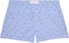 Versace Blue Striped Medusa Boxers In 5w750-white+light Bl