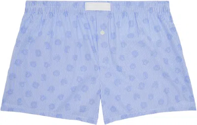 Versace Blue Striped Medusa Boxers In 5w750-white+light Bl