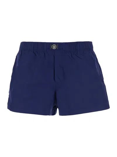 Versace Blue Swim Shorts With Elastic Waist And Medusa Plaque On The Front In Tech Fabric Man