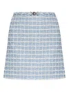 Versace Mini Skirt In Tweed With Belt Detail In Blue
