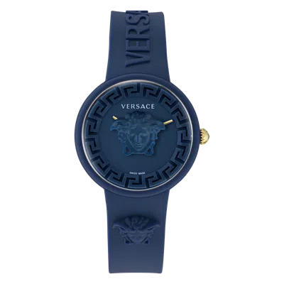 Pre-owned Versace Blue Unisexs Analogue Watch Medusa Pop Ve6g00623