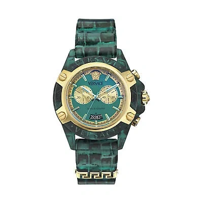 Pre-owned Versace Blue Unisexs Chronograph Watch Icon Active Ve8p00324