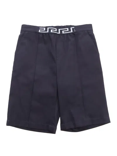 Versace Teen Boys Blue Cotton Greca Shorts