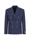 Versace Blue Virgin Wool Blazer In Blue