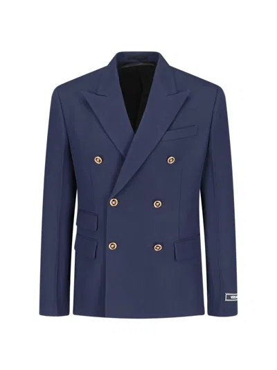 Versace Blue Virgin Wool Blazer