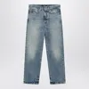 Versace Blue Washed-effect Jeans With Small Studs In Blue