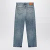 Versace Blue Washed-effect Jeans With Small Studs In Blue