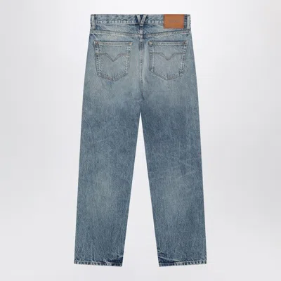 VERSACE VERSACE BLUE WASHEDEFFECT JEANS WITH SMALL STUDS