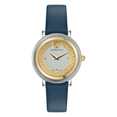 Pre-owned Versace Blue Womens Analogue Watch Greca Flourish Ve7f00223