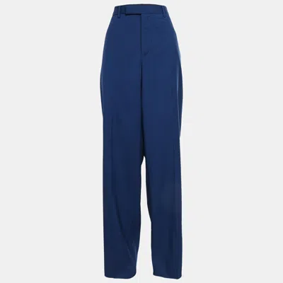 Pre-owned Versace Blue Wool Blend Regular Fit Trousers Xl