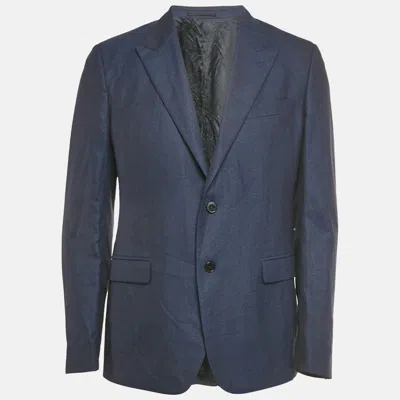 Pre-owned Versace Blue Wool Regular Fit Blazer L