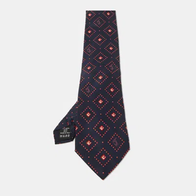 Pre-owned Versace Blue/red Printed Silk Tie
