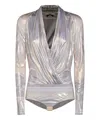 Versace La Coupe Des Dieux Draped Bodysuit In Beige