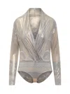 Versace La Coupe Des Dieux Draped Bodysuit In Grey