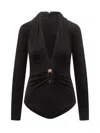 Versace Bodysuit Crepe Jersey In Black