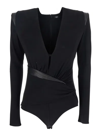 Versace Bodysuit Responsible Stretch Crepe Jersey In Black