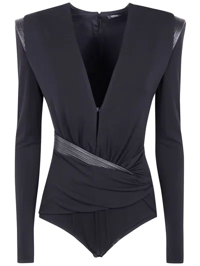 Versace Bodysuit Responsible Stretch Crepe Jersey In Black