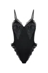 Versace Bodysuit With Lace Inserts In Black