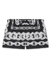 Versace Medusa Chain Printed Drawstring Swim Shorts In Black