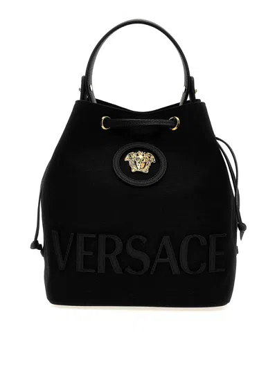 Versace La Medusa Bucket Bag In Black