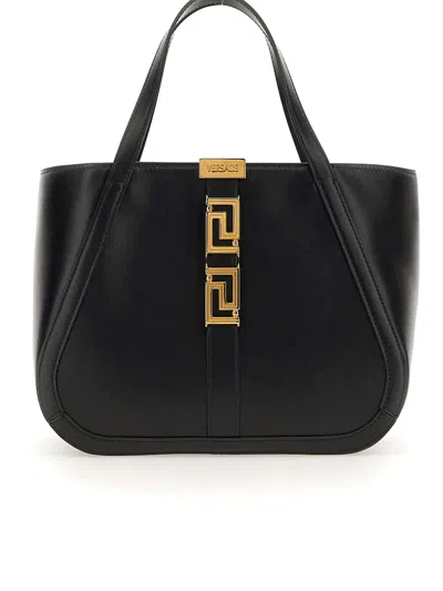 Versace Goddess Greek Shopper Bag In Black